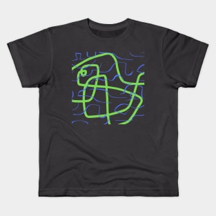 Blue and Green Loose lines floating Kids T-Shirt